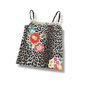 Y2K Leopard Floral Beaded Sequin Lace Camisole